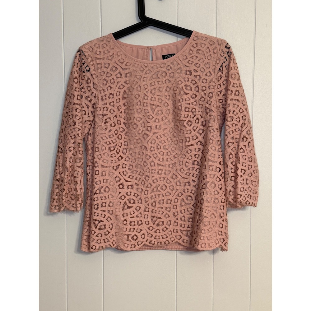 J.Crew Womens Pink Lace 3/4 Sleeve Blouse Top Style 06250 Size 2